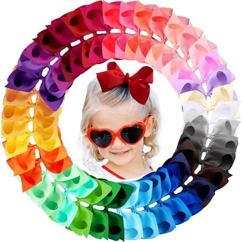 Oaoleer 40 Colors 4.5" Hair Bow Clips for Girls Tolddler Hair Accessories by Oaoleer