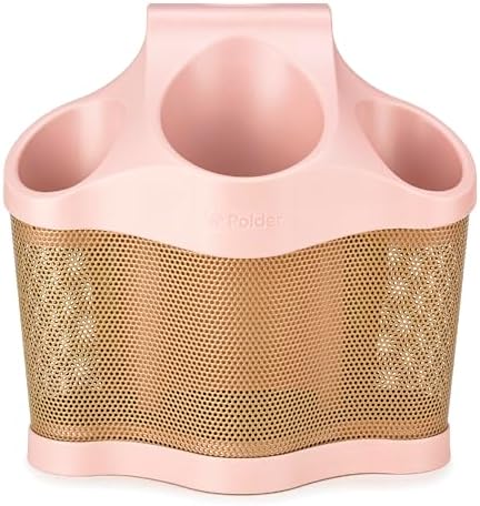 Polder Style Station, Hair Tool Organizer for Hair Dryer, Curling Iron, and Hair Straightener, Easy-to-Store Hair Styling Station, Blush and Bronze by PolderProductsLLC