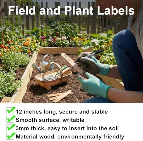 Weysat 100 Pcs 12" Wood Plant Labels for Field or Containers Plant Tags Wood Garden Labels for Seedling Stakes Markers Nursery Seed Tags with Smooth Surface for Pot Herbs Flowers Vegetables (Natural) - Image 3