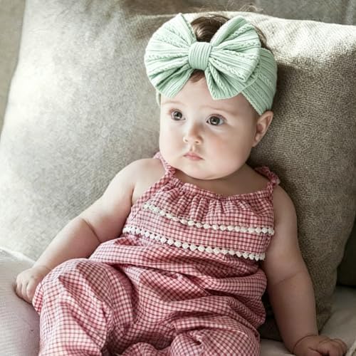 Baby Bows Headbands Soft Nylon Handmade Hair Accessories for Newborn Infant Toddler Kids (6 Mixed Brown, Large) - Image 6