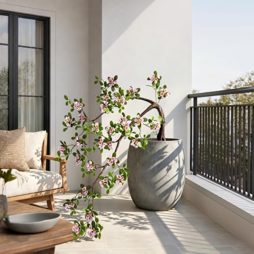 3ft Front Door Plants Large Artificial Bonsai Tree Outdoor Artificial Plants for Front Porch Flowering Artificial Potted Plants (Pink) - Image 5