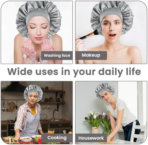 WLLHYF Silk Bonnet for Men, Satin Bonnet Elastic Band Silk Sleep Cap Soft Adjustable Hair Cap Hair Wrap for Women Sleeping - Image 5