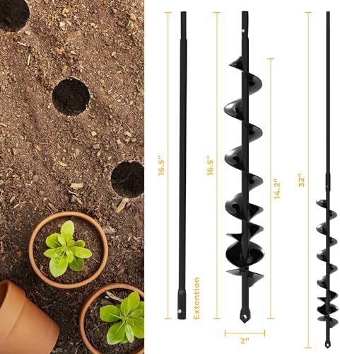 Auger Drill Bit for Planting 2x32'' - with Extension -3/8'' Hex Drive Drill - Image 2