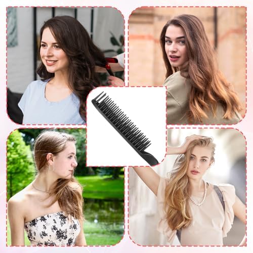 2 Pcs 3 Row Comb for Natural Hair, Three Row Comb for Curly Hair with Rat Tail Handle, Unbraider to Take Braids Out Tool, Detangling Sectioning Styling Combs for Women & Men (Black) - Image 3