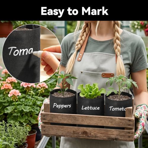 Fabric Grow Bags - 7x10 inches Black Plant Grow Bags, 50pcs - Image 6