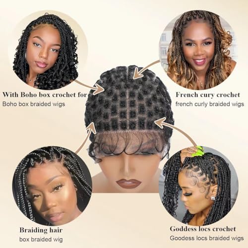 Double Full Lace Crochet Wig Caps With Natural Knots And Baby Hair Easy For Wig Making, Breathable Lace Braided Cap For Crochet Braids, Glueless Hair Net With Bang(125 Knots) - Image 4