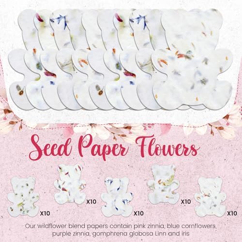 Dunzoom 50 Pcs Plantable Seed Paper Tags Wildflower,Bear - Image 2