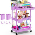 Goovilla 3 Tier Rolling Utility Cart Organizer with Removable Drawer,Purple by Goovilla