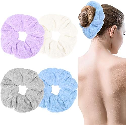 WILLBOND 4 Pcs Microfiber Quick-dry Hair Towel Scrunchie, Chic Colors by Willbond+Technology+Limited