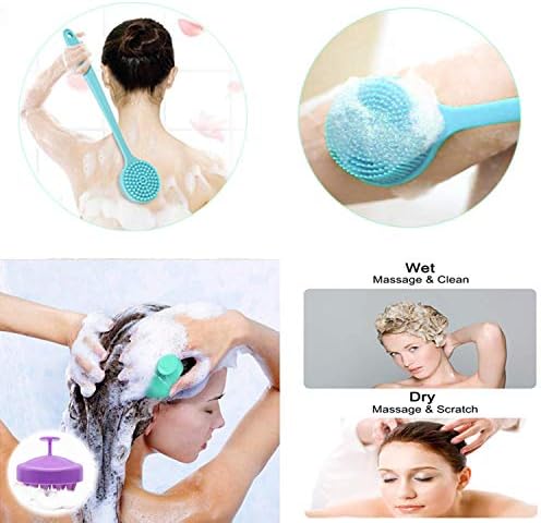 Silicone Body Scrubber & Scalp Massager, Long Handle Shower Brush, Exfoliating Scrubber for Men, Women & Kids - Image 6