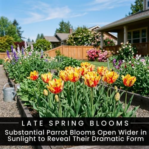 25 Texas Flame Parrot Tulip Bulbs | Red Yellow Spring Flowers for Gardens - Image 7