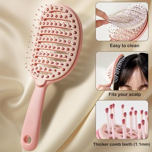 Self Cleaning Hair Brush, Easy Clean Vented Detangling Brush (Pink) - Image 2
