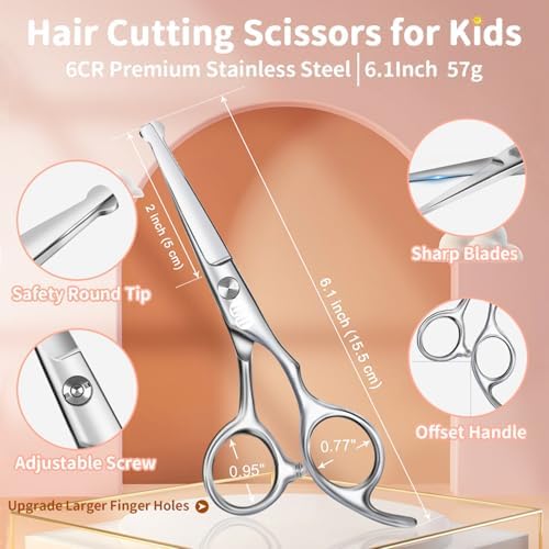CIICII Kids Hair Cutting Scissors Shears Kit, Safe Round Tip Baby Scissors - Image 2