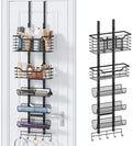 Consumest 6-Tier Hair Tool Organizer - Hair Dryer Holder Over The Door/Wall Mounted DIY Adjustable Shelf Bathroom Door Organizer with Hook for Curling Iron/Blow Dryer/Straightener Black by Consumest