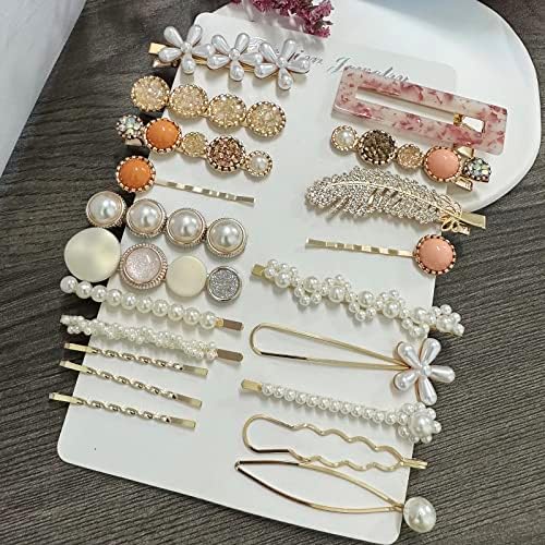 Mehayi 20 PCS Pearl Hair Clips Set Fashion Korean Acrylic Resin Hair Barrettes, Bobby Pins Hairpins for Women and Ladies Girls Headwear Styling Tools, Hair Accessories for Decorative Party Wedding - Image 3