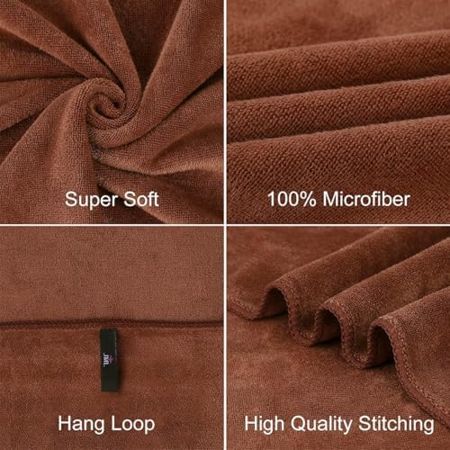 JML Microfiber Bath Towels, 30" x 60", 4 Pack, Brown - Image 5