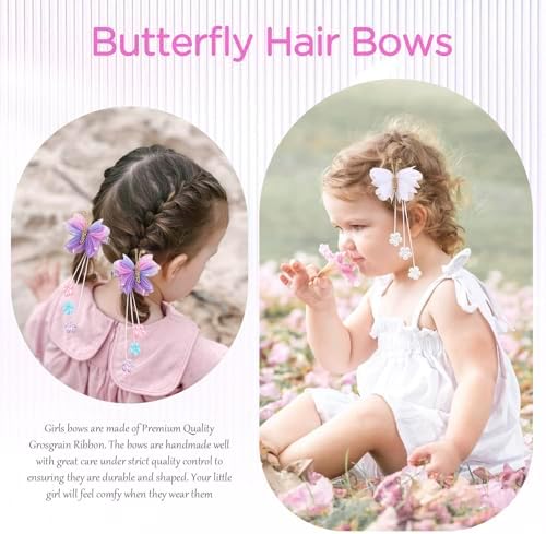 OAOLEER 6PCS Halloween Hair Bows for Girls, Yellow Purple Flower Hair Accessories - Image 4