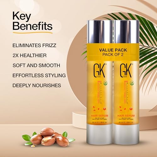 GK HAIR Oil For Frizzy Hair- Anti Frizz Hair Seurm - Perfect Lightweight Hair Oil For Keratin,Frizzy,Curly, Dry & Damaged ends- Paraben, Phthalate and Sulfate Free Pack of 2 (1.69 Oz) - Image 4