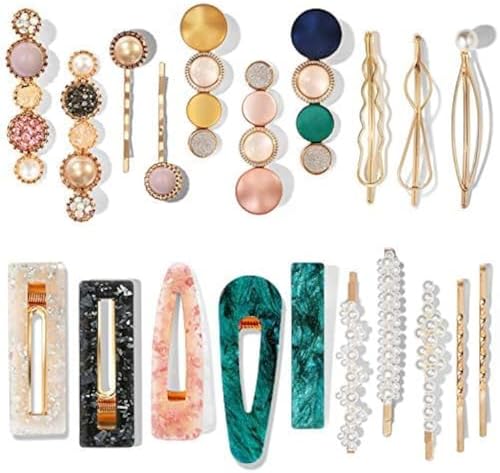 Mehayi 20 PCS Macaron Pearl Acrylic Resin Fashion Hair Clips Set, Cute Hair Barrettes Bobby Pins, Boho Fancy Hairpin Accessories Headwear Styling Tools, Gifts for Women Girls Decorative Wedding by Mehayi