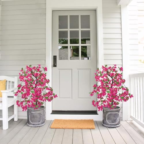 Briful Artificial Bougainvillea Plant in Black Pot 29.5" Tall Faux Silk Bougainvillea Floral Tree Tropical Fake Bougainvillea Tree for Home Office Room Garden Balcony Décor(Pink) - Image 7
