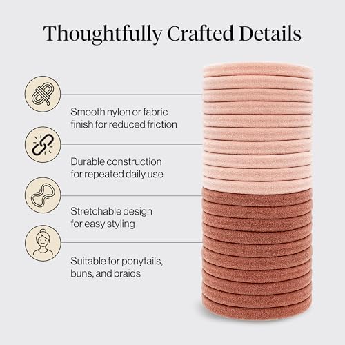 Kitsch Elastic Hair Ties No Damage | Stretchable Hair Bands - Blush 20pcs - Image 4