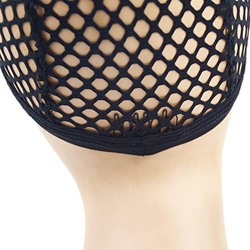 YANTAISIYU 1 Piece Wig Cap Black Stretchable Crochet Wig Cap with 4 Hair Clips Mesh Braided Wig Cap for Making Wig - Image 5