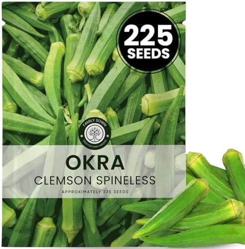 Okra Clemson Spineless – 225 Premium Seeds for Planting – High-Yield, Tender Heirloom Pods for the 2026 Season – 15 Gram Pouch by FamilySown