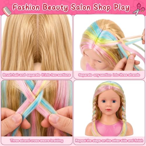 Doll Head for Hair Styling Makeup, Pretend Play Beauty Salon Toys for Girls - Image 4