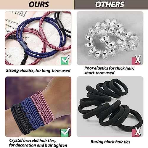 KANPRINCESS Hair Ties For Girls and Women, Boho Hair Ties Set of 12, Elastic Hair Bands, Hair Tie Bracelet, Ponytail Holders for Daily Life, Sport, Cooking, Working - Image 3