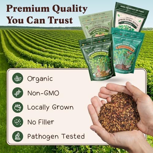 Seedboy Organic Non-GMO Sprouting Seeds 4-Variety (Essential Pack) - Image 6