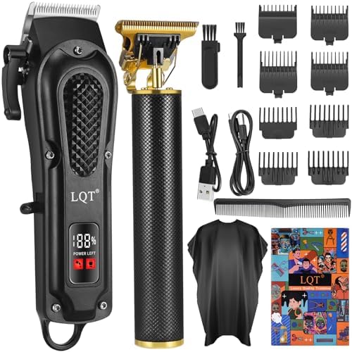 Hair Clippers for Men, Cordless Clipper & T-Blade Trimmer Set by LQT