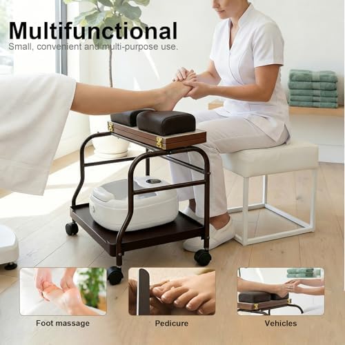 Elitzia Pedicure Cart with Wheels & Leg Pads, Salon Trolley Nail Foot Care - Image 3