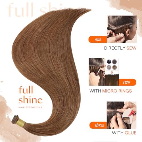 Full Shine Genius Weft Hair Extensions Human Hair for Women 18 Inch 80g - Image 3