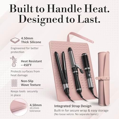 XL Vanity Mat, Heat Resistant Mat for Hair Tools, Vanity Décor, Rose - Image 4