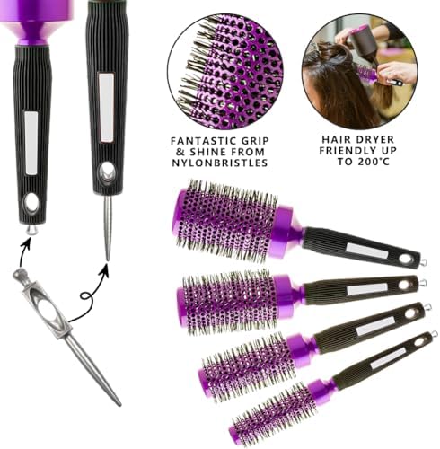 5pcs Round Brushes for Blow Drying&Boar Bristle Detangling Hair Brush - Image 4