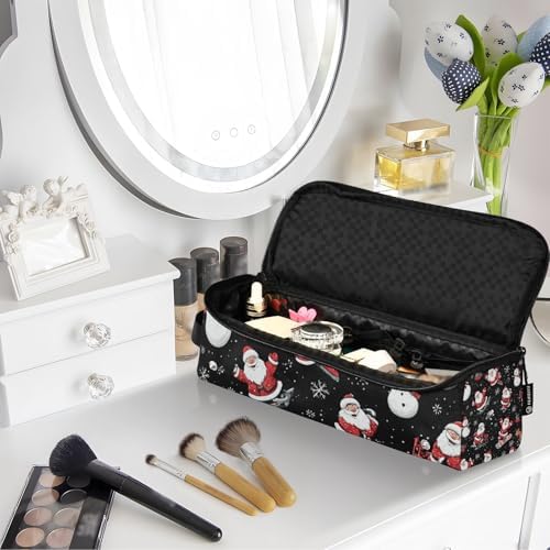 Hair Tools Travel Bag with Heat Resistant Mat 2-in-1 Hot Tools Travel Bag Organizer Flat Curling Iron Travel Case for Straightener Black Santa Claus Snowmen Deer - Image 7