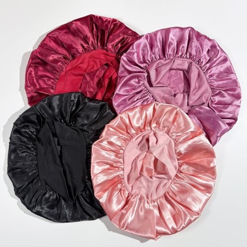 4Pcs Silk Satin Hair Bonnets for Sleeping Women Men Sleep Cap - Image 2