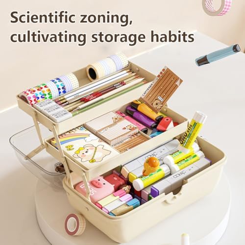 Cute Hair Accessories Organizer 3-Layers Kids Jewelry Storage Box Plastic Hair Accessories holder for Girls (Brown-Bear) - Image 5