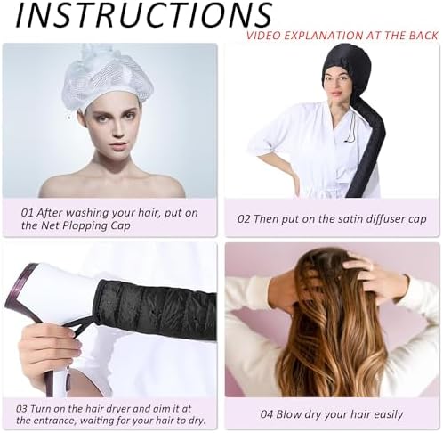 Hair Dryer Bonnet, Portable Household Hair Dryer Cap Professional Salon Hooded Adjustable Upgraded Soft Deep Conditioning Hair Drying Styling Heat Cap (BLACK) - Image 6