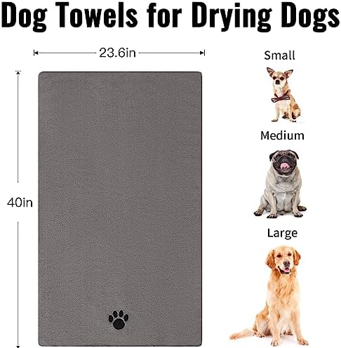 Puomue 3 Pack Microfiber Dog Towels for Drying Dogs, Super Absorbent and Soft Pet Grooming Towel, 40 Inch X 23.6 Inch, Perfect Dog Drying Towels for Large, Medium or Small Dogs, Grey - Image 3