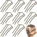8 Pieces Hair Side Combs, Metal Hair Fork Clip Hair Pins for Buns 4 Prong Hair Updo U-Shape Hair Sticks for Women Hair Styling Tool Accessories (Bronze) by BOYIVI
