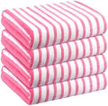 JML Microfiber Beach Towels, 4 Pack, 30" x 60", Stripe Pink White by JML