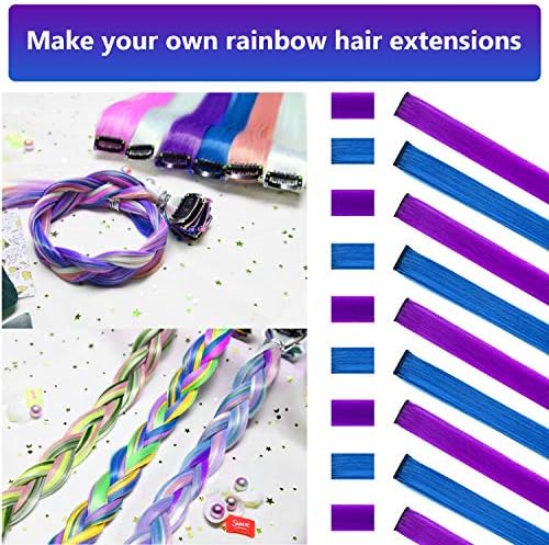 Colored Purple Hair Extensions Clip in Synthetic Hairpieces 10 PCS - Image 2