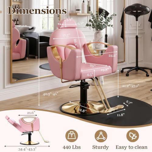 Salon Chair for Hair Stylist Reclining Barber Chair for Home Barbershop - Image 3