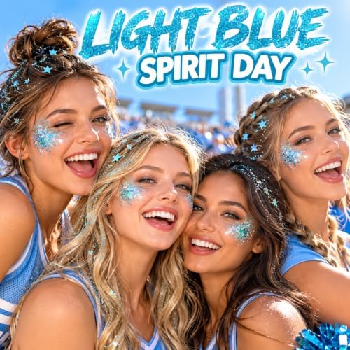 Iridescent Blue Hair Face Glitter Stick,Waterproof Mermaid Light Blue Body Glitter Stick,Spirit Day Accessories for Football Game Day,Halloween Festival Rave Concert Carnival Party Makeup - Image 2