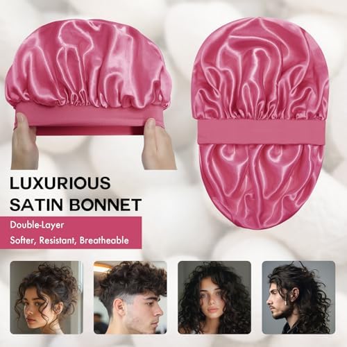 Satin Silk Bonnet for Hair, Double Layer Sleep Cap for Men & Women - Image 2