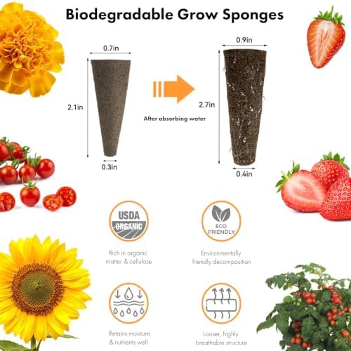 LYKOCLEAN Flower Fruit Seed Pods for AeroGarden, Ahopegarden, iDOO Hydroponics Growing System Indoor, 350 Seeds Including Dwarf Sunflower Bambino, French Marigold, Red Tomato, Red Strawberry (12-Pods) - Image 2