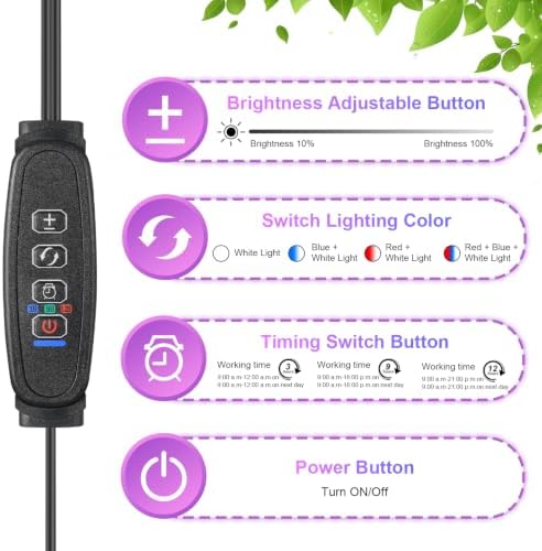 2 Head Clip LED Grow Light, Full Spectrum Plant Lamp with 10 Dimmable - Image 4