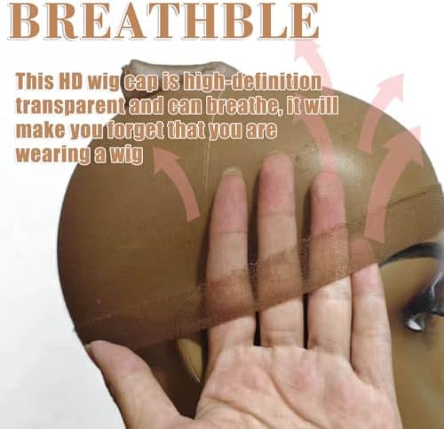 FDBJulyy 10 Pcs Dark Brown Transparent HD Wig Cap, Thin Nylon Cap for Women, Suitable for Parties, Weddings, Graduations, Halloween - Image 2