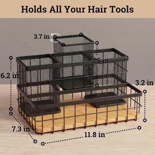Hair Tool Organizer Countertop, Breathable Metal & Bamboo, Heat-Resistant - Image 6